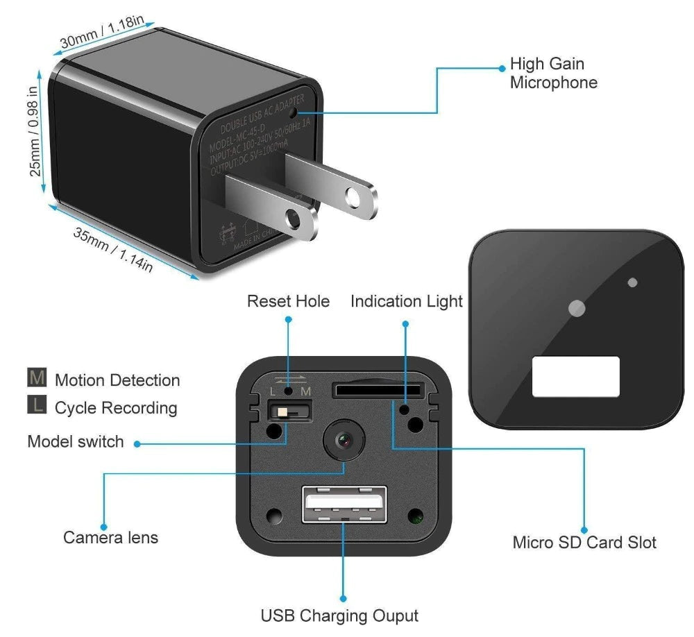 2 in 1 Hidden Camera Mini & Wireless Charger