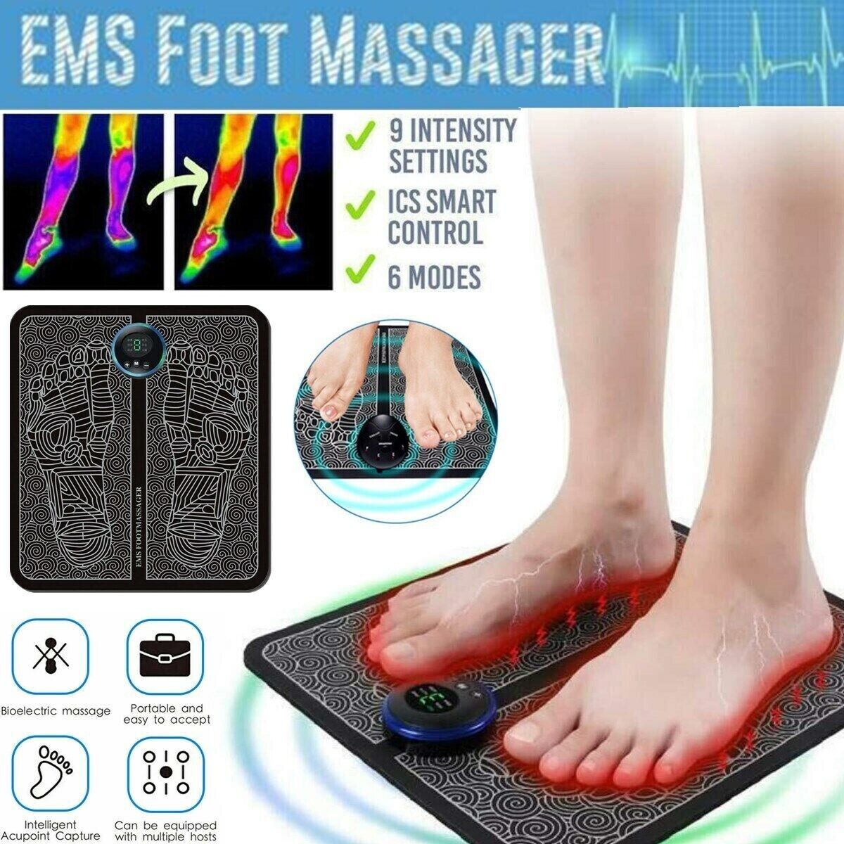 EMS Electric Foot Massager Leg Muscle Pain Relax Machine Foot Therapy Massage
